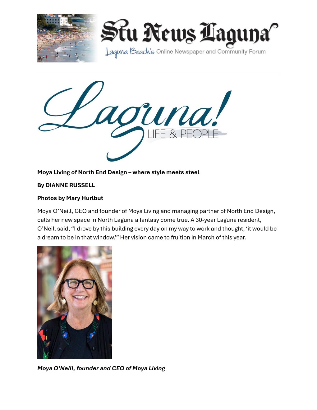 Moya Living of North End Design - Stu's News Page 001